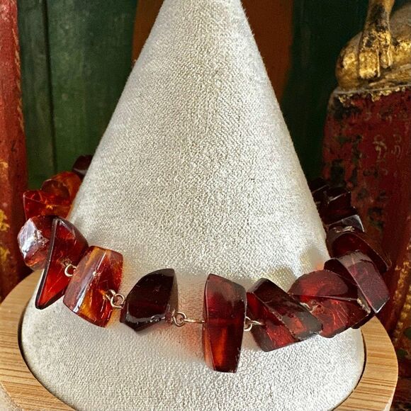 Vintage Genuine Amber Chunk Bracelet - Picture 1 of 9